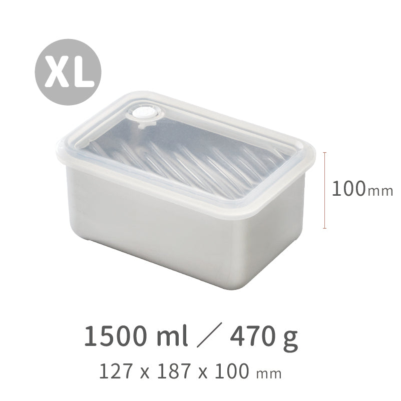 【 雙 11 好好購 】Double Box 蒸氣微波保鮮盒 - 不鏽鋼原色 M + L + XL 組