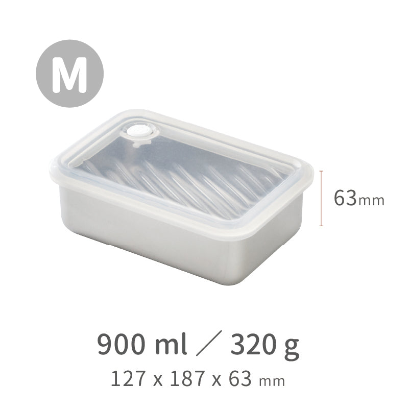 【 雙 11 好好購 】Double Box 蒸氣微波保鮮盒 - 不鏽鋼原色 M + L + XL 組