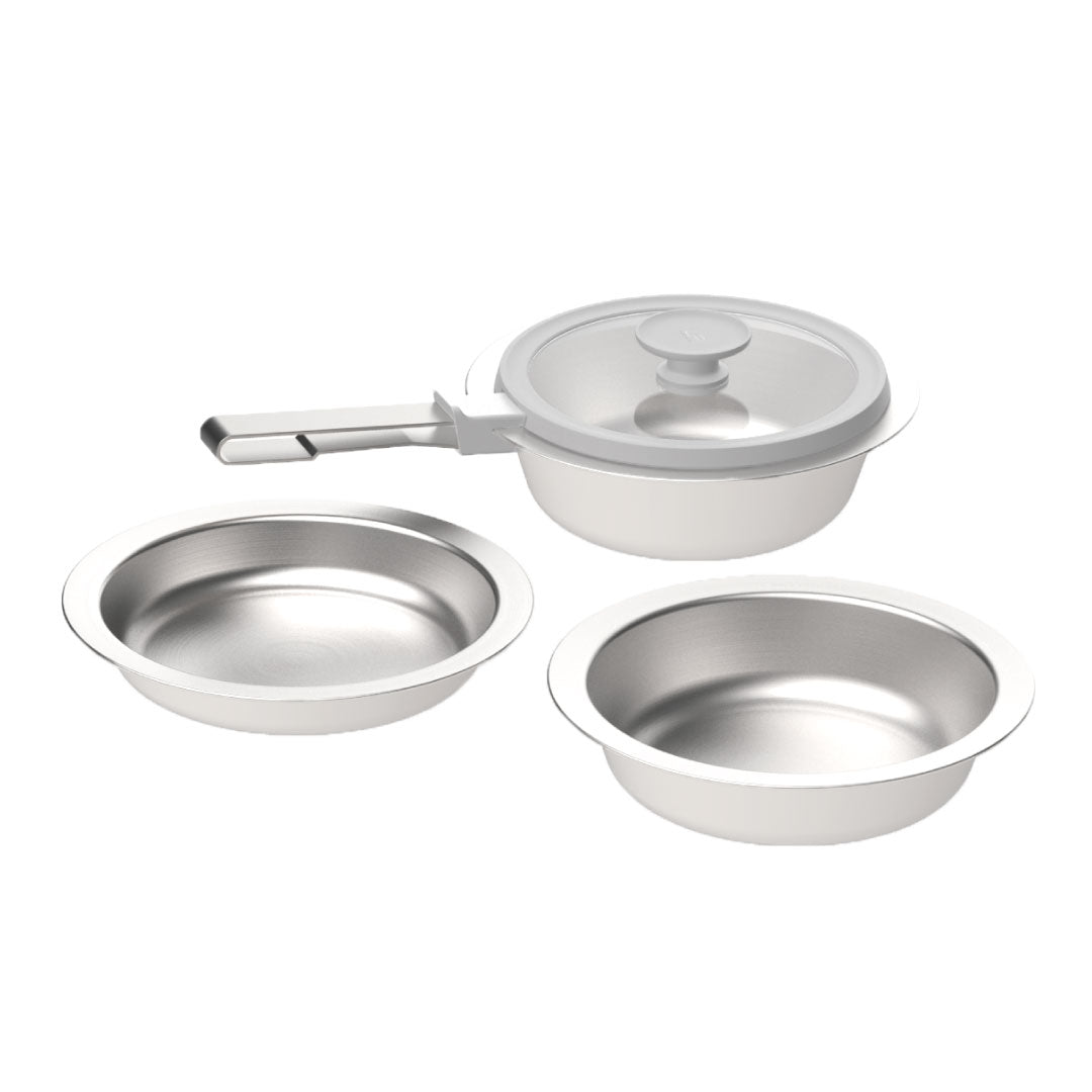 【Limited time flash sale】MakEat PAN cooking pot｜Ceramic white five-piece set 