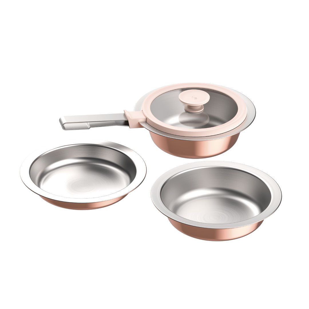 【Fish paste couple】MakEat PAN cooking pot｜Rose gold five-piece set