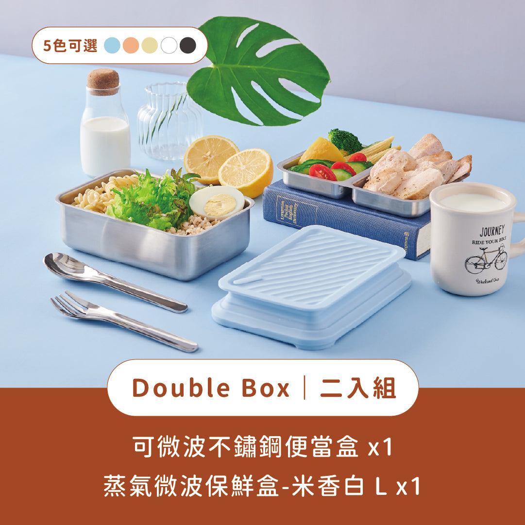 Double Box Microwaveable Stainless Steel Lunch Box 